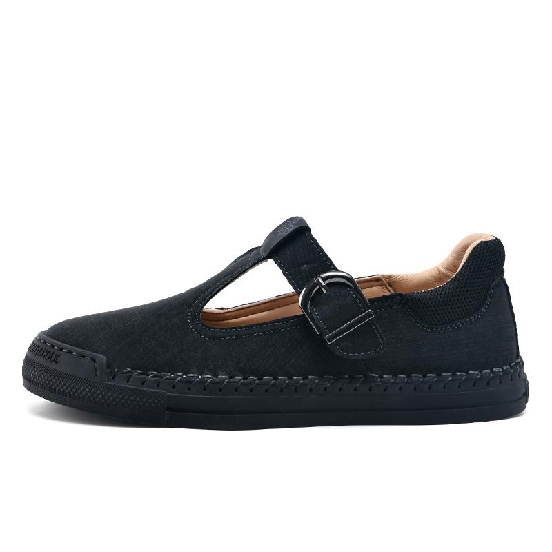 

Роскошные брендовые кожаные сандалии для мужчин, весенняя обувь для отдыха, пляжная обувь, мужские легкие кожаные тапочки, коричневые дышащие мокасины 48 чёрный