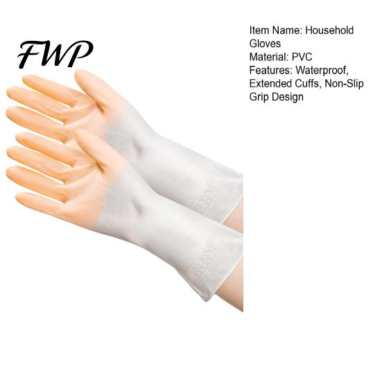 Durable Cleaning Gloves 1 Pair Household Waterproof Anti-Slip Protective Forearm Protection with Extended Cuffs Dishes Kitchen