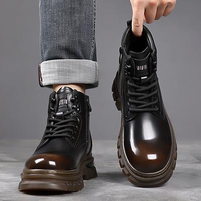 Klassische Marke Echtes Leder Chelsea Boots Herren Winter Warm Plüsch Herrenschuhe Stiefelette Dicksohlige Modische Motorradstiefel