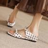 Krazing Pot Microfiber Med Heels Polka Dot European Design Outside Slippers Flip Flop Summer Size 43 Size 42  Women Sandals