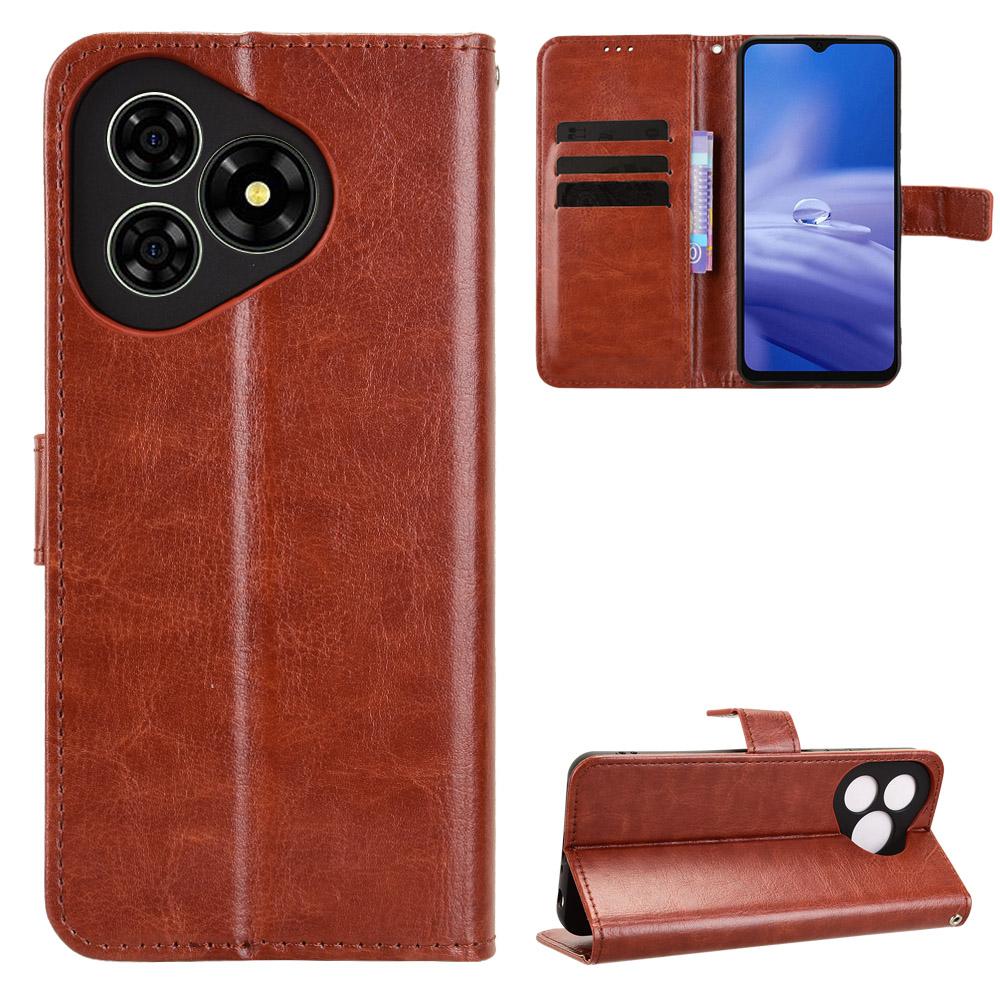 For Ulefone Note 19 PU Leather Case with Strap Crazy Horse Texture Phone Wallet Cover