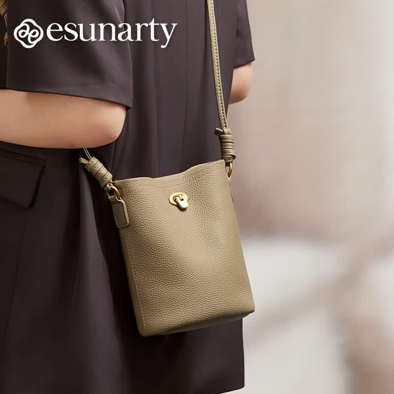 ESUNARTY Women s Genuine Leather Vertical Mini Phone Bag