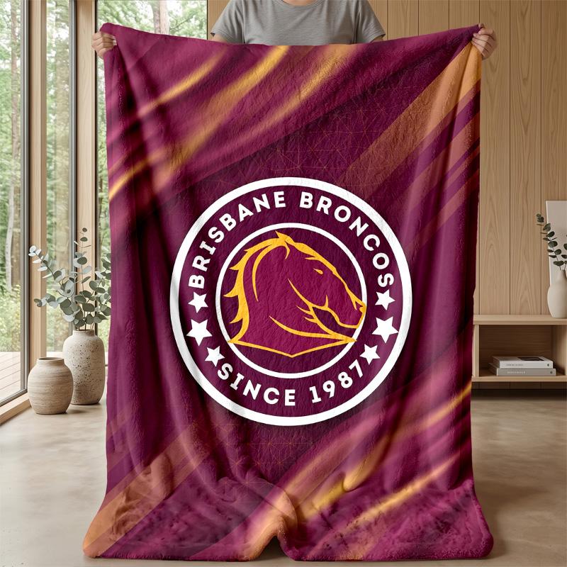 Coperta in Pile Flanella Brisbane Broncos Coperta Calda e Accogliente per Divano Letto Viaggio Uso Stagionale