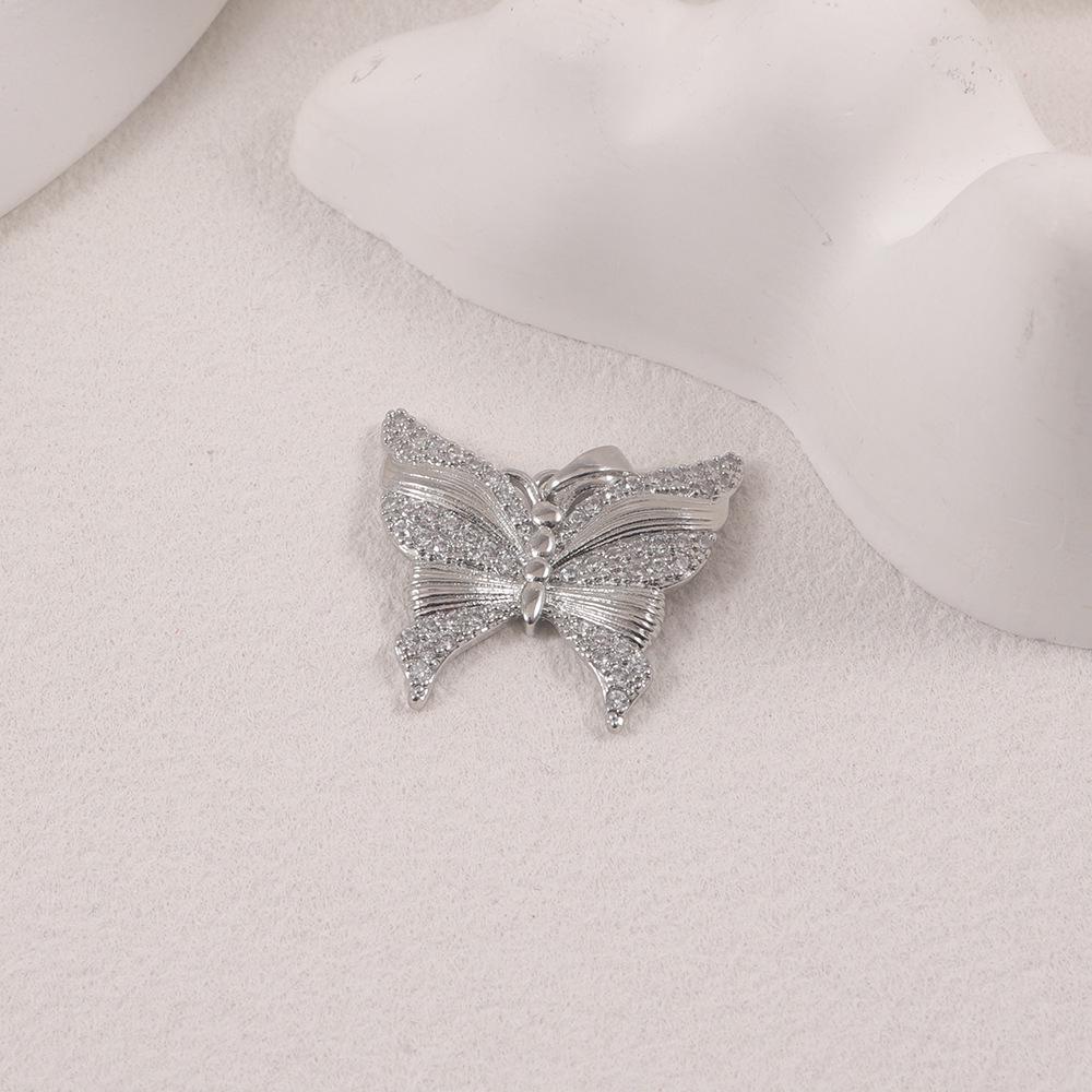 Elegant Butterfly Pendant Necklace: Gold & Silver with Rhinestone Details