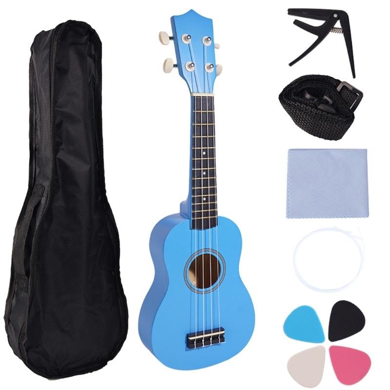 21palcová ukulele pro domácí cvičení, přenosná ukulele, učící kytara, dřevěná textura, pro hudební studenty a cestovní nadšence