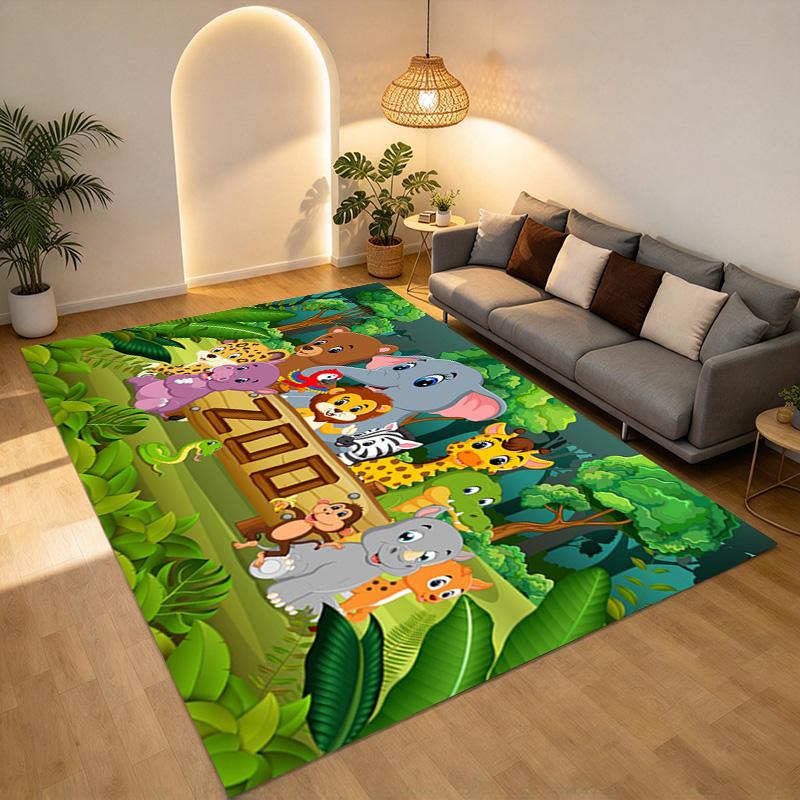 Zoo Animals Living Room Nonslip Area Rug Soft Carpet For Bedroom Game Playroom Sofa Office Home Decor Doormat Christmas Gift C9302075
