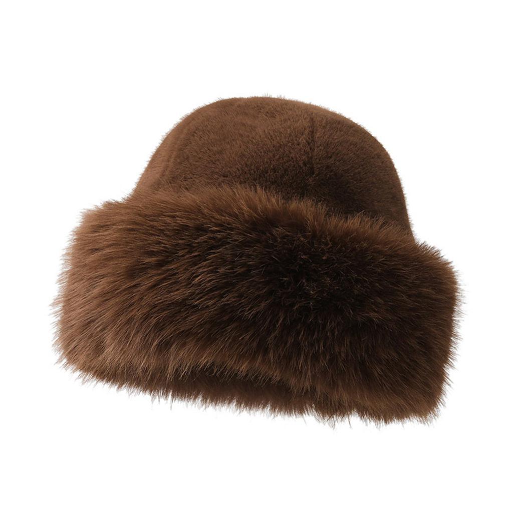 Sweet Girls Plush Bucket Hat Cute Ladies Fisherman Cap Russian Style Woman Teens Casual Winter Shopping Keep Warm Hat