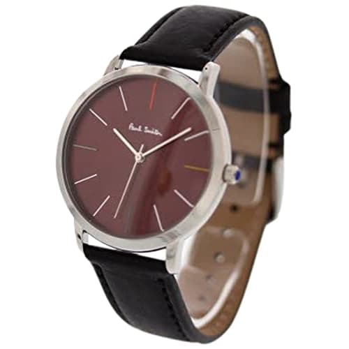 PAUL SMITH Men's Quartz Analog Watch with Three Hands, Leather and Stainless Steel, Available in Black, Silver, and Red, P10057. A perfect gift for Fa