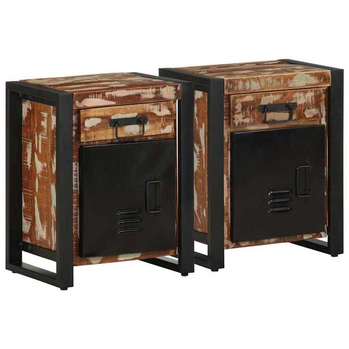VidaXL Tables de chevet 2 pcs multicolore bois massif de manguier brut, armoire de chevet, armoire de lit, table d'appoint 4013562
