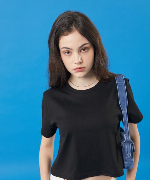 KOLEAT Summer Functional Semi-Plain Crop Top Short Sleeve [Black]
