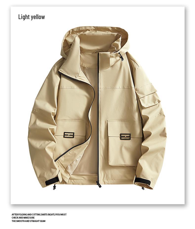 Mountain Series Herren Windjacke mit Kapuze: Herbst/Winter Lässige Workwear im amerikanischen Stil, Trendige Mehrfach-Taschen-Jacke