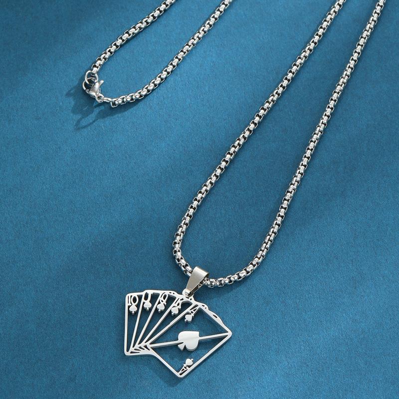 Personalized Poker Pendant Versatile Fashion Hip Hop Men S And Women S Same Long Necklace Tide 2024 Batches