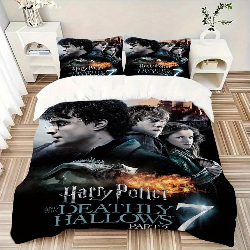 3pcs Harry Potter Deathly Hallows Part 2 Design Bedding Set - Includes 1 Quilt Cover and 2 Pillowcases, Comfortable Bedding