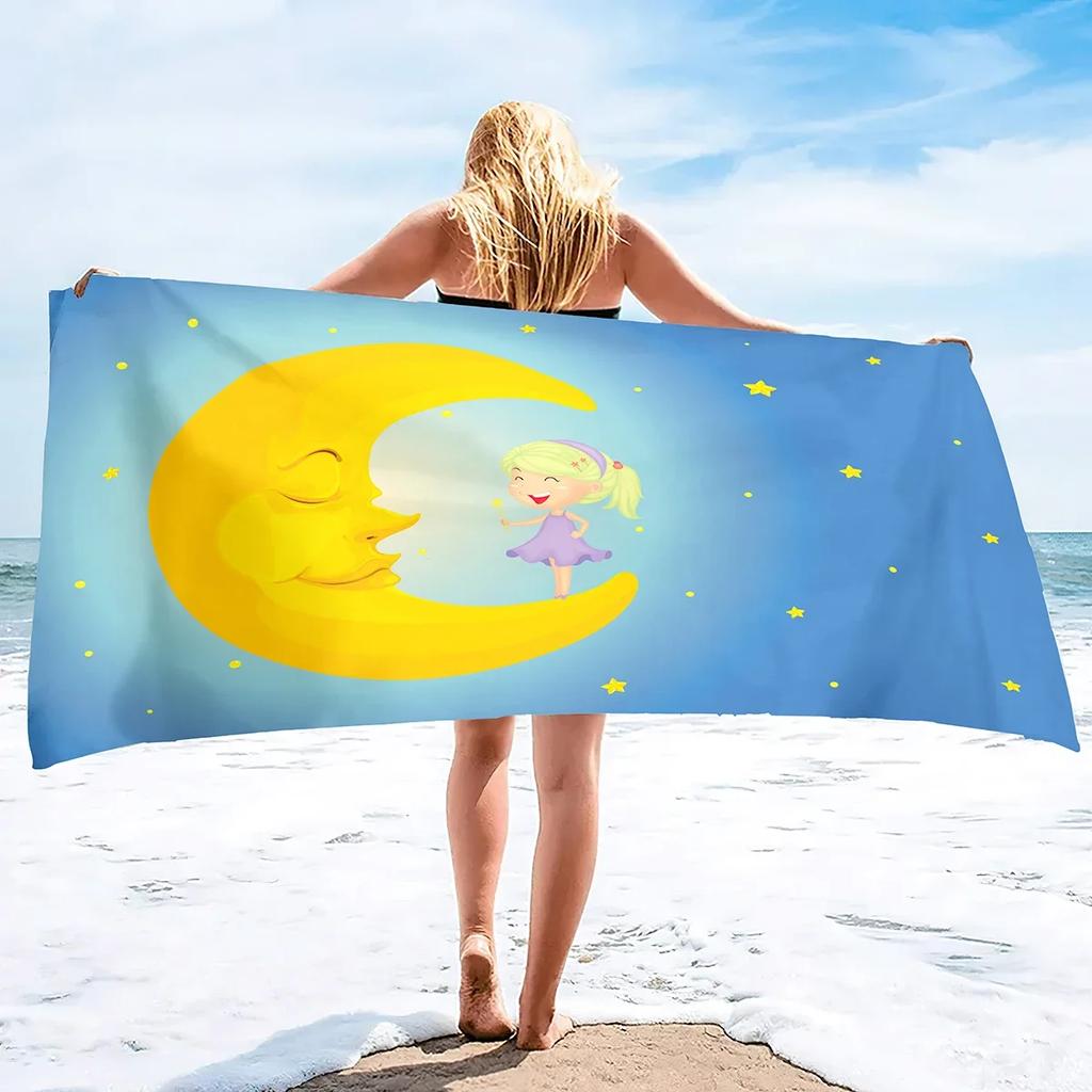 Mond Strandtuch Saugfähig Schnelltrocknend Sandfrei Übergröße Extragroß Mikrofaserhandtuch für Damen Herren Reisen Camping Fitnessstudio Pool Schwimmen