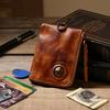 Mens Womens Vintage Leather Coin Purse Minimalist Slim Wallet Key Holder With RFID Blocking