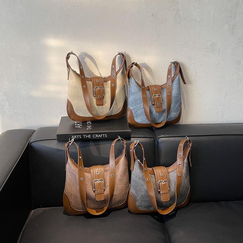 Bag women's new retro imitation denim handheld underarm bag casual niche design shoulder messenger bag