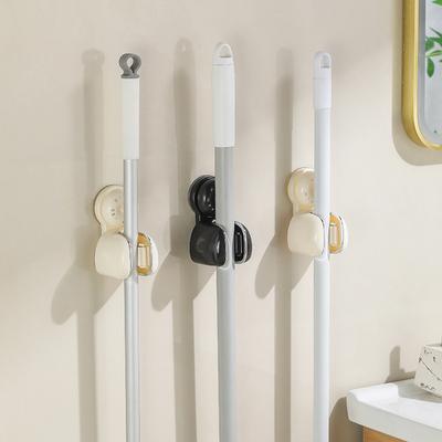 No-Drill Mop Holder Bathroom Mop Hook Suction Cup Wall Mount Broom Holder Wall-Mounted Mop Rack Strong-Hold Mop Stand