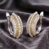 Yanbai Elegant Two-Tone Luxury Full Diamond Earrings – Exquisite and Versatile Fashion Ear Ornaments.