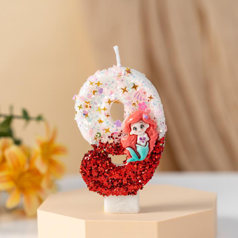 

Creative Cartoon Mermaid Digital Birthday Candle Celebration Decoration 9