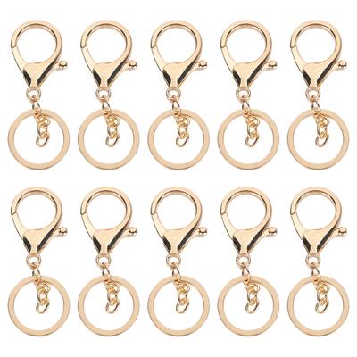 10 Adet Anahtarlık Kaplama Solmaz Basit Anahtarlık Çanta Tokası Istakoz Kıskaçlı Kanca(Altın )