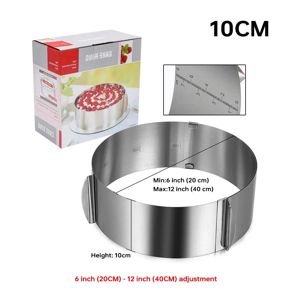 Anello per mousse regolabile in acciaio inox 430, stampo telescopico per torta circolare antiruggine con bilancia, accessori per pasticceria e pasticceria