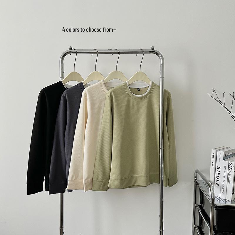 Women's Waffle Knit Hoodie 2023: Korean Style, Trendy Fake Two-Piece, Loose Slimming Fit for Autumn/Winter