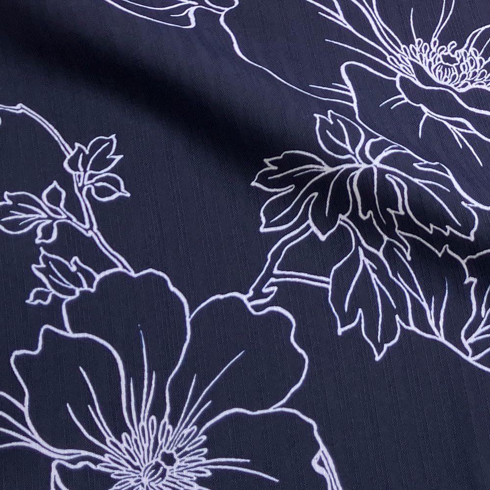 Kyoto Kimono Yuzen Two-Piece Yukata Set with Navy Obi, Easy To Dress, Two-Piece Yukata, 2-Way Set with Heko Obi (Heko Obi)