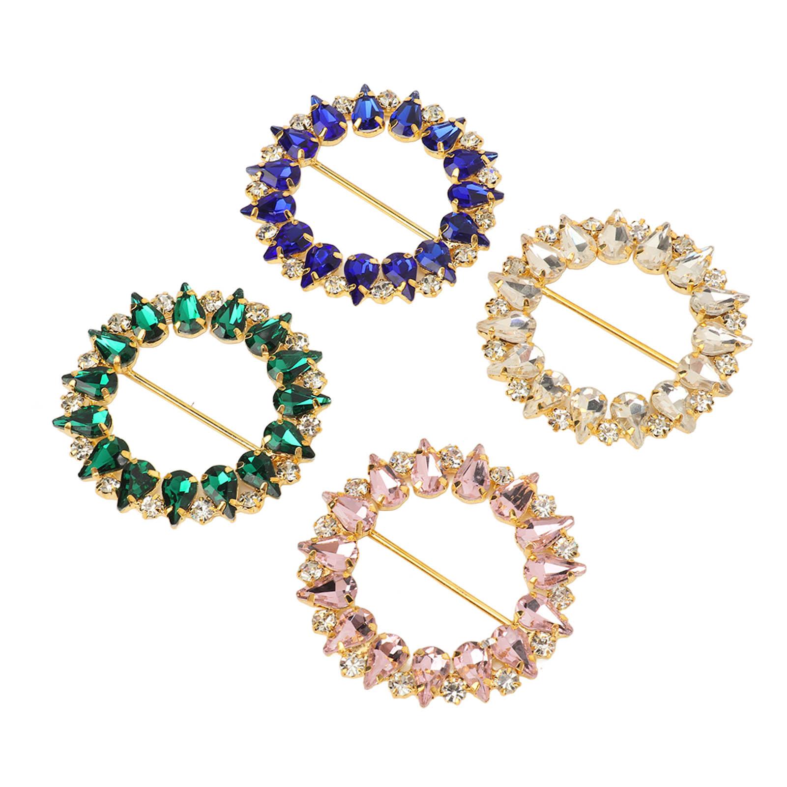 

4 шт. Металлические круглые зажимы для футболок, модный сверкающий многослойный шарф со стразами