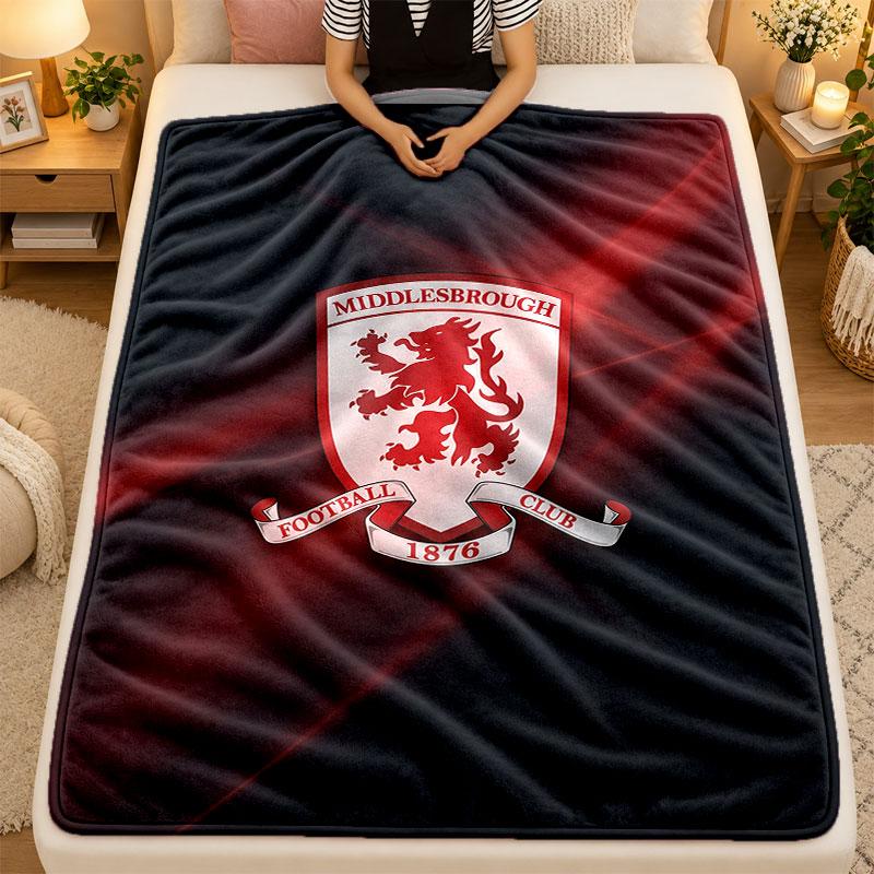 Flannel BlanketMiddlesbrough FC Warm Soft Throw Blanket for Indoor Sofa Bed Living Room Use