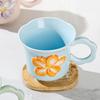 Color Glaze Embossed Small Flowers Ceramic Cup Ins Style Cute Pastoral Feng Shui Cup Breakfast Mug Souvenir Small Gift