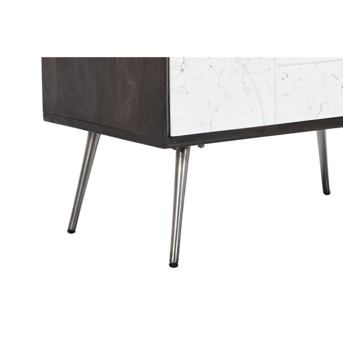 Caisson À Tiroirs - Bois De Manguier - 70 X 40 X 105 Cm - Blanc - Brun Foncé - Meuble De Bureau