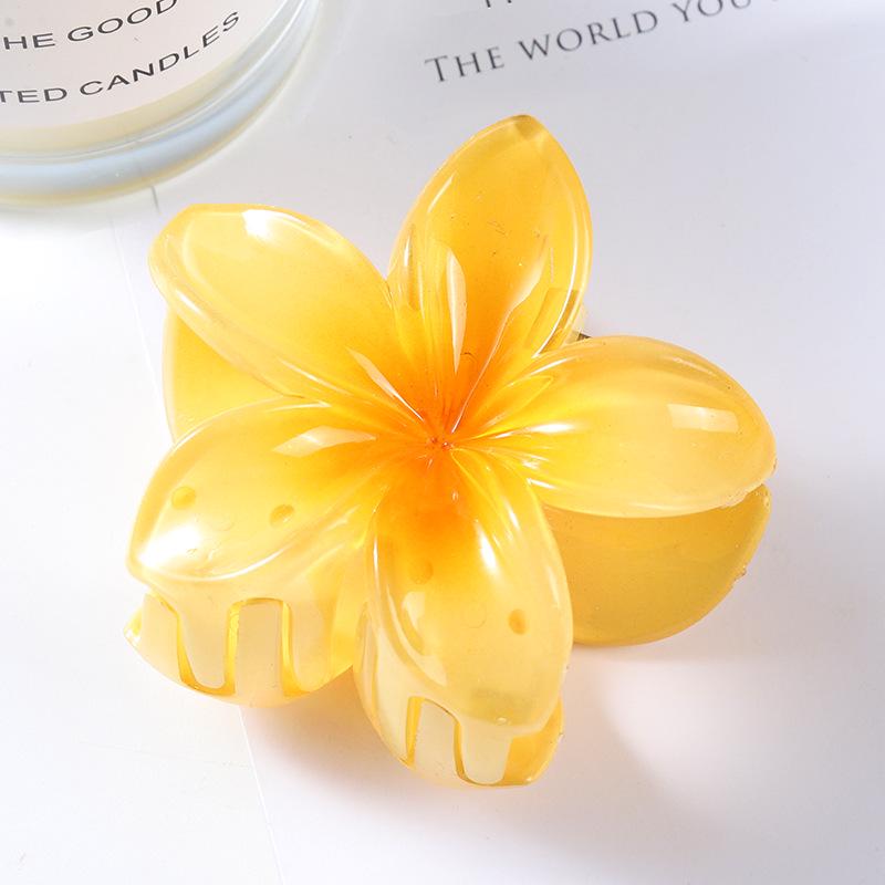 7cm Frangipani Hair Claw Clip - Colorful, Versatile Updo & Ponytail Accessory