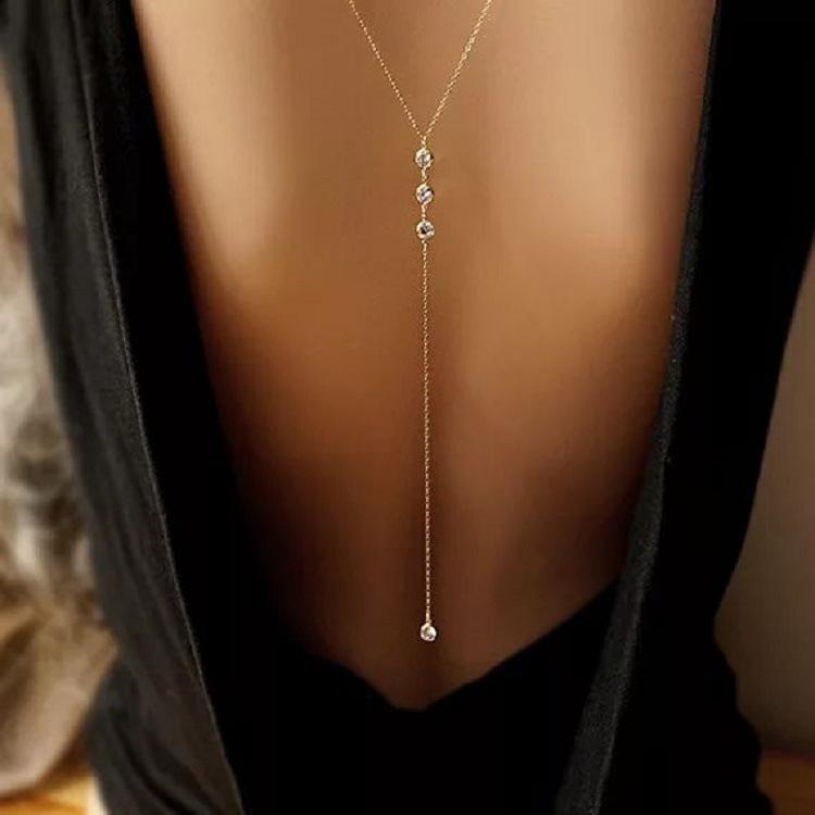 "European American Style Water Drop Tassel Body Chain Necklace for Women"