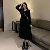 Spring Woman Fashion Dress Bottoming V-neck Fairy Black Dress Little Black Party Dress Hepburn French Dress