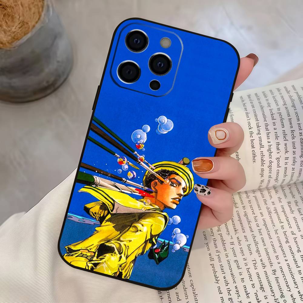 JOJOS B-Bizarres Adventures Phone Case For iPhone 17,16,15,14,13,12,11 Plus,Pro Max,XS,Soft Silicone Black Cover