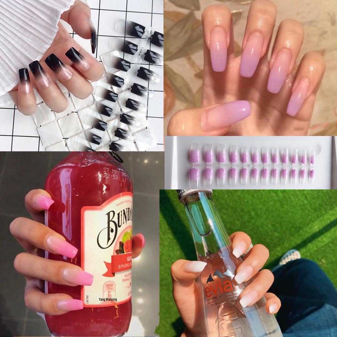 

European & American Long Square Press-On Nail Patches: Removable & Wearable