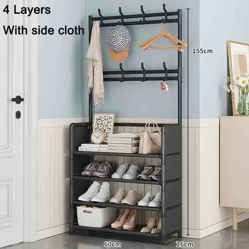 

4-layer Multifunctional Home Storage Rack Easy To Install Shoe and Hat Storage Rack Home Floor Standing Clothing Display Rack