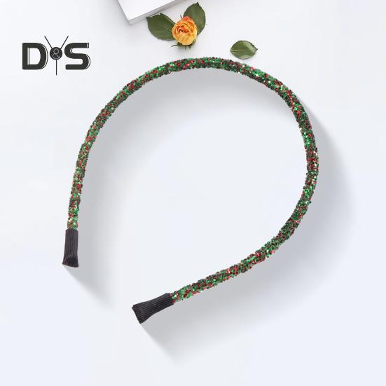 Dámská vlasová obruč Třpytivé flitry Elastická čelenka DIY Třpytivá Ručně vyráběná DIY Vlasová obruč Vánoční doplňky