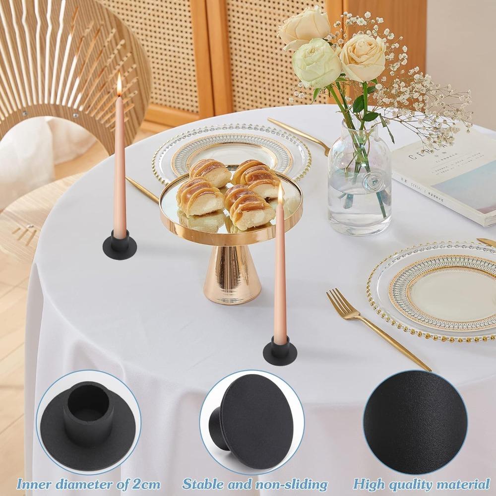 4Pcs Black Iron Candle Holders Taper Decorative Set Vintage Round Candle Holder Party Wedding Valentine's Day Decoration