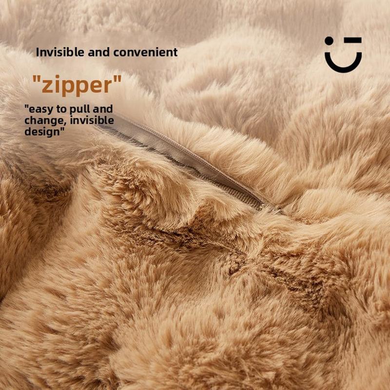 1pcs Faux Fur Solid Color 3D Soft Warm Plush Throw Pillow Covers For Living Room Sofa Bedroom Home Room Decor