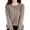 Women's Warm Wool Knitted Winter Cardigan With Artificial Wool And High Collar