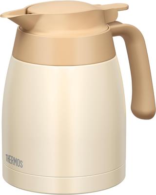 Thermos Stainless Steel Cream Insulated Tabletop Pot with Vacuum Flask Keeps Food Hot or CRW Pot, 1L, White, Design, Cold, TTB-1001