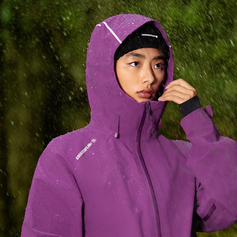 Li Ning CF Su Wan Long Jia Series Solid Color Hooded Outdoor Hiking Waterproof Windproof Jacket Unisex Jacket Space-Purple AEMU047-2