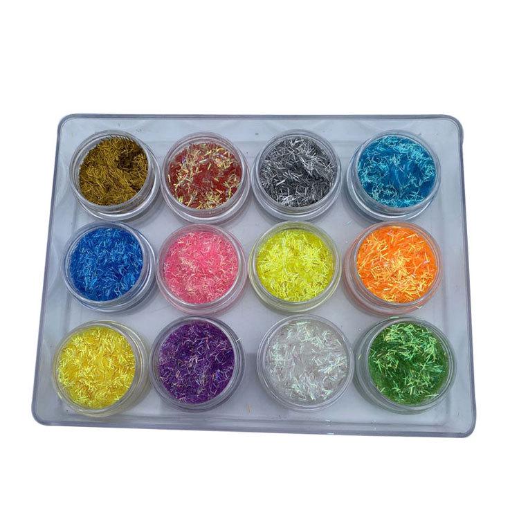 12-Farben Nail Art Glitzer Set: Rosen-, Blüten-, Herz- & Stern-Pailletten zur Handyhüllen-Dekoration