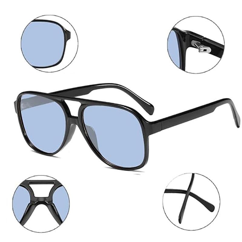 2PCS Oversized Rectangle Sunglasses Women Fashion Double Bridge Glasses Male Fashion Driving Sunglasses