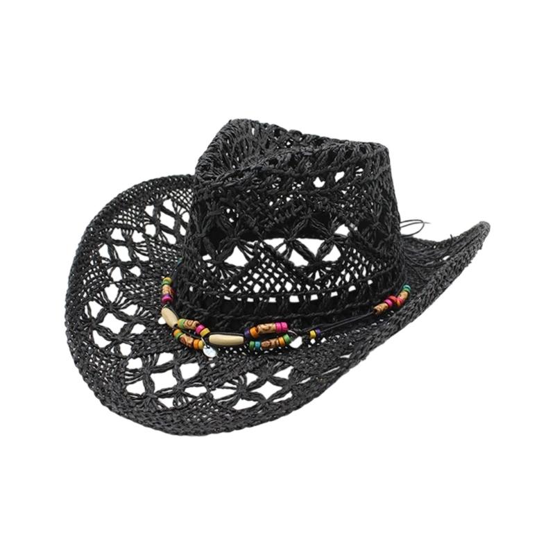 Western Hat Natural Paper Straw Wide Brims Sun Hat Popular Panama Hat for Adult Daily and Travel Wear