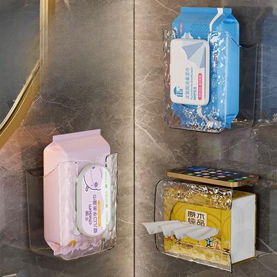 Boîte de rangement murale pour serviettes de visage, Boîte à mouchoirs sans perforation, Boîte à mouchoirs de salle de bain, Support pour serviettes de visage jetables