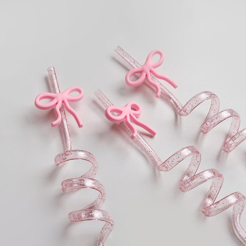 6/12Pcs Glitter Reusable Bow for Wedding Bridal Shower Decoration Kids Birthday Party Favors Supplies Milk Juice Drinking Straw