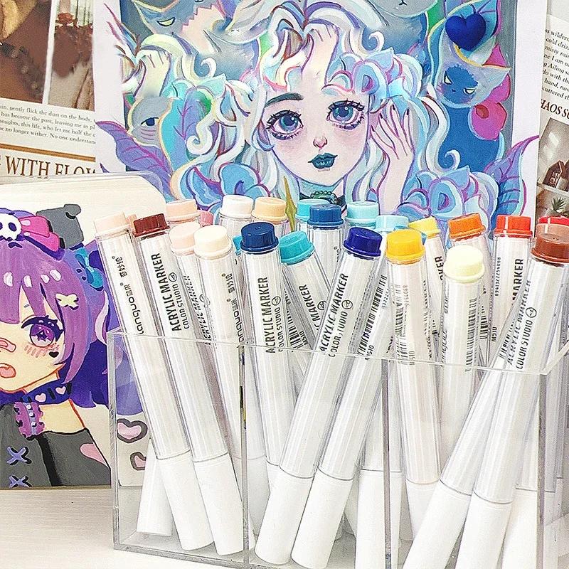 Acrylic Paint Marker Set Languo 144 Colors Art Markers Painting Drawing Pen Graffiti for Stone Disc Card Shoe Glass Art Supplies
