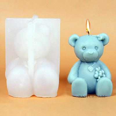 3D Bowknot Bear Silicone Candle Molds Handmade Animal Soap Plaster Crafts Resin Casting Tool DIY Chocolate Ice Cake Mold